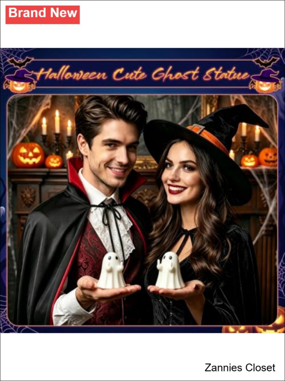 ๐ป 2Pcs Halloween Ghost Figurine, Cute Spooky Resin Ghost Statue Tabletop Home - Picture 4 of 6